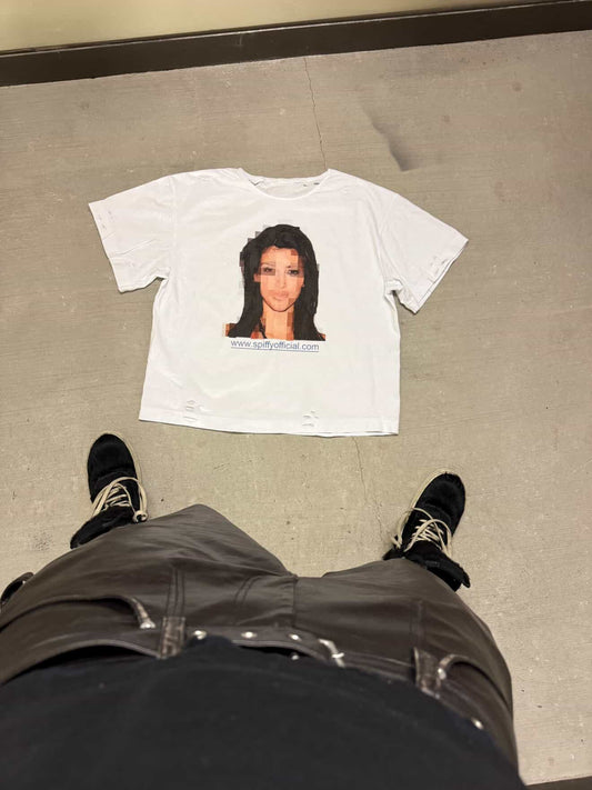 “Pixel Kim” wide neck vintage tee