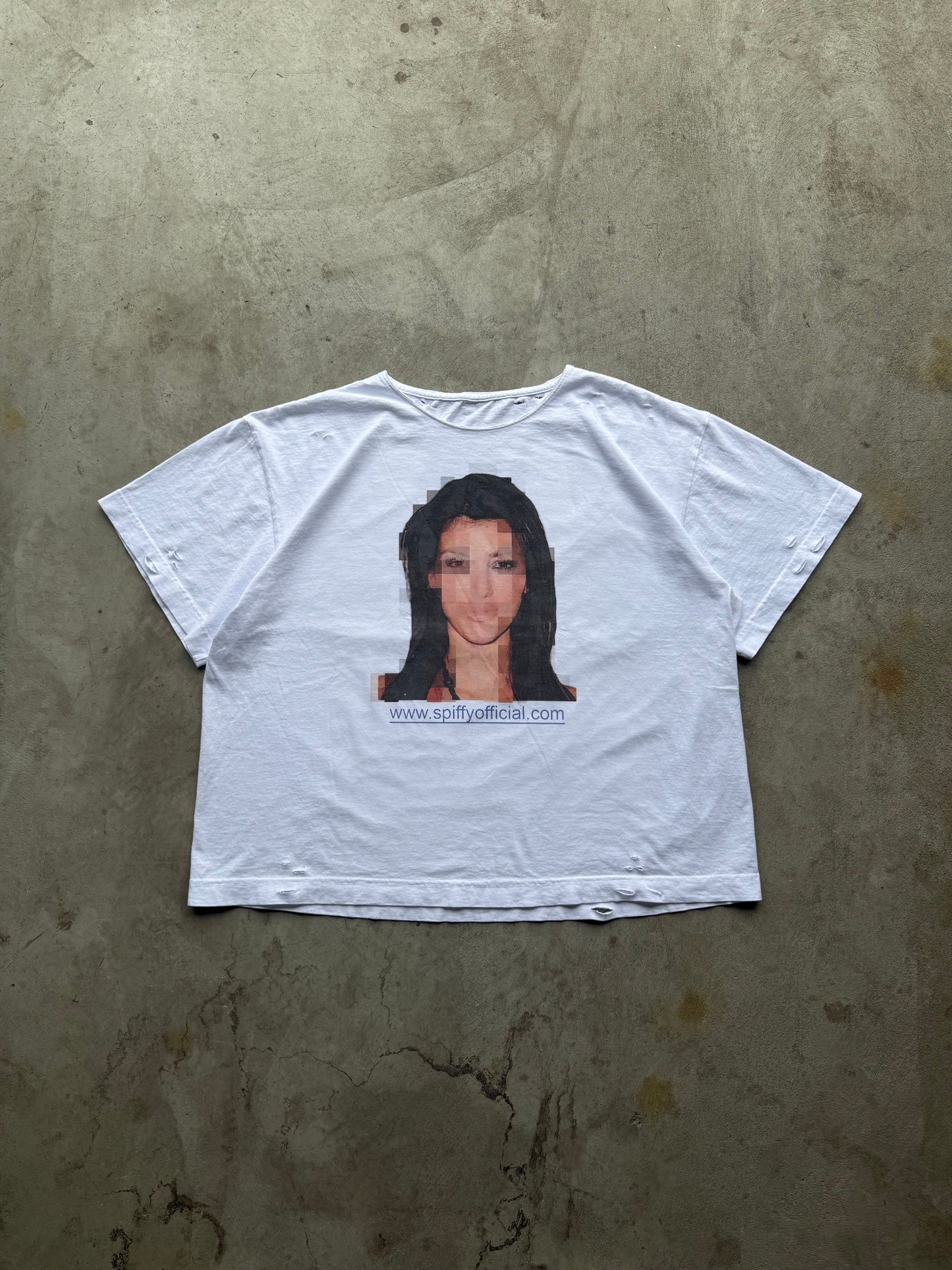 “Pixel Kim” distressed tee